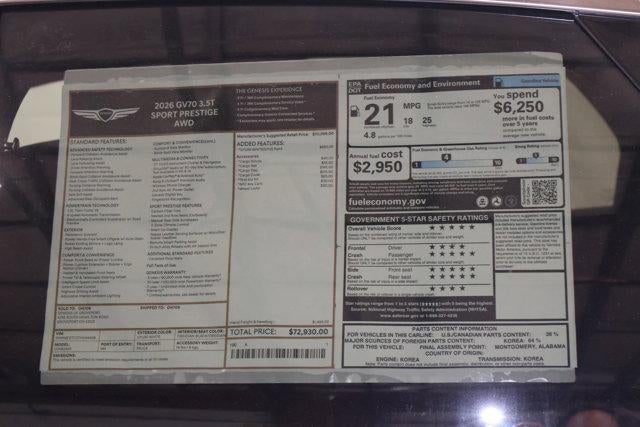 2026 Genesis GV70 3.5T SPORT PRESTIGE AWD
