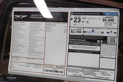 2026 Genesis G70 2.5T PRESTIGE AWD