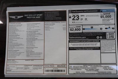 2027 Genesis G70 2.5T Sport Prestige