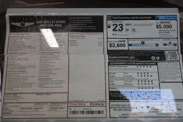 2027 Genesis G80 2.5T Sport Prestige