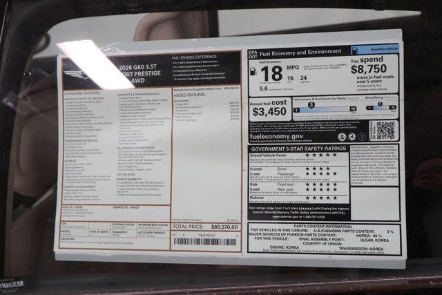 2026 Genesis G80 3.5T SPORT PRESTIGE AWD