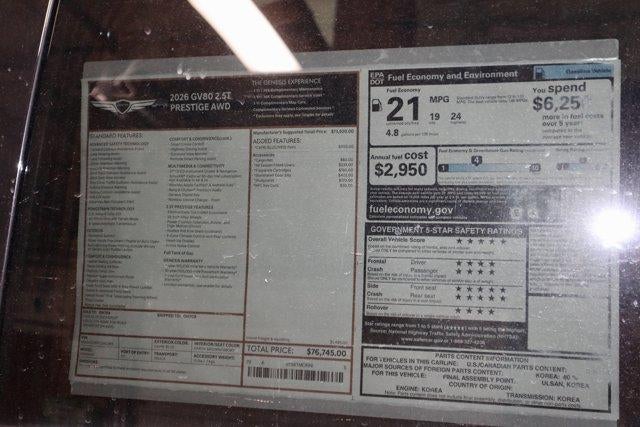 2026 Genesis GV80 2.5T Prestige