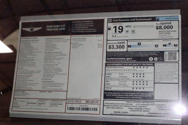 2026 Genesis GV80 Prestige AWD