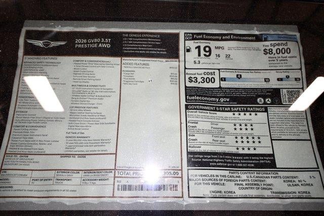 2026 Genesis GV80 3.5T PRESTIGE AWD