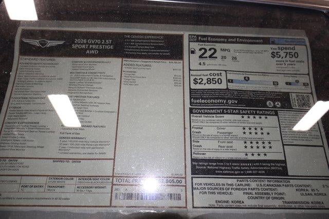 2026 Genesis GV70 2.5T SPORT PRESTIGE AWD