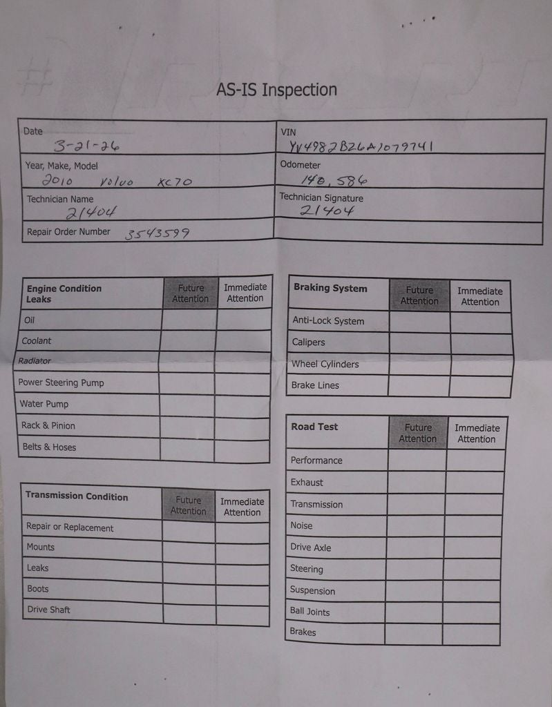 2010 Volvo XC70 3.2L