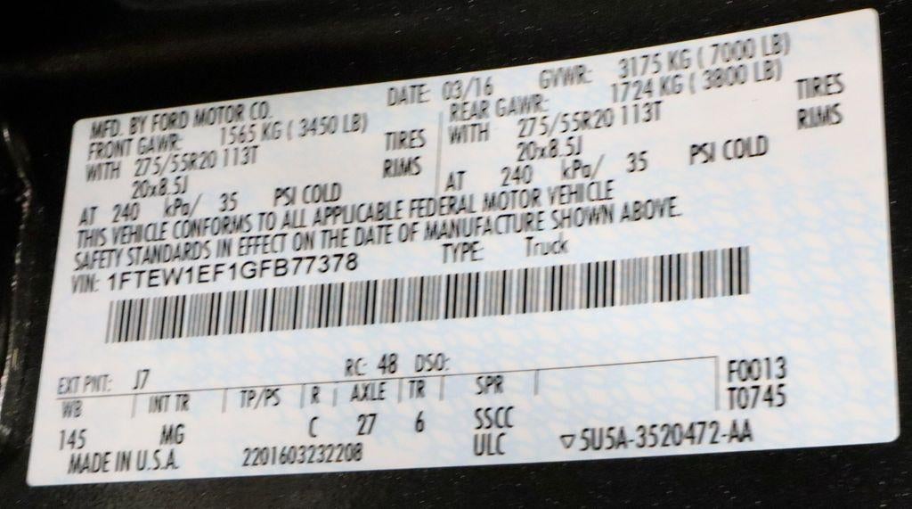 2016 Ford F-150 4WD SuperCrew 5-1/2 Ft Box XLT