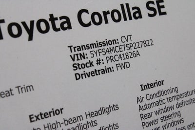 2025 Toyota Corolla SE CVT (Natl)