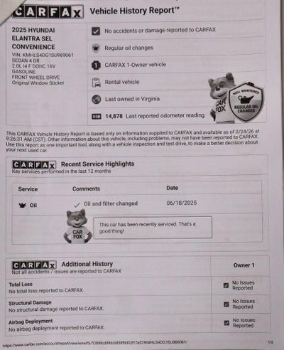 2025 Hyundai ELANTRA SEL Convenience IVT