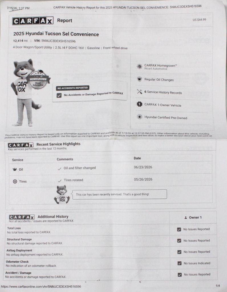 2025 Hyundai TUCSON SEL Convenience
