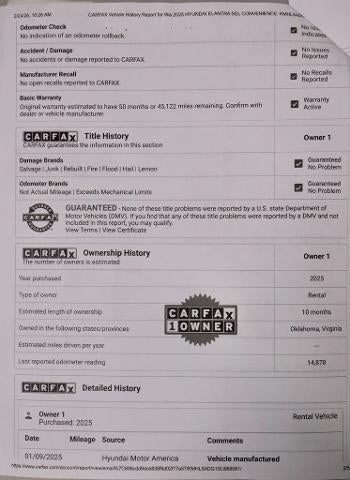 2025 Hyundai ELANTRA SEL Convenience