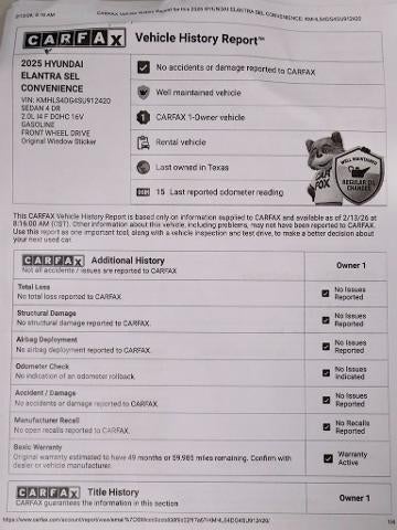 2025 Hyundai ELANTRA SEL Convenience